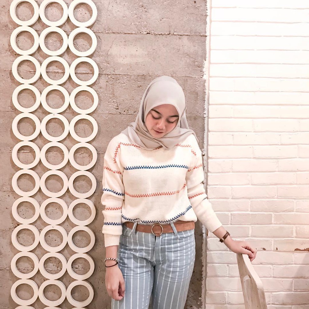 Sweater Rajut Millie / Stripe Rajut wanita / Oversize Rajut  / Rajut Murah / Atasan Rajut Wanita