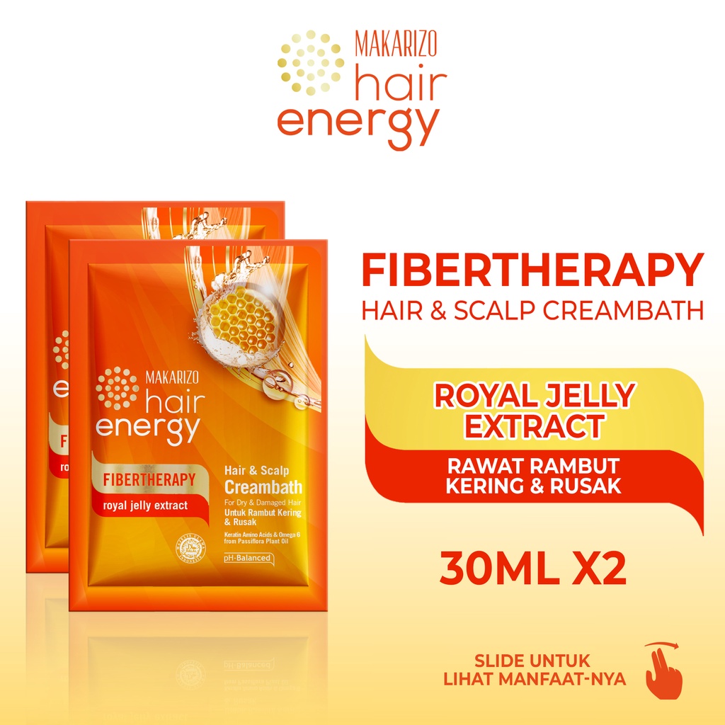 PAKET ISI 2 - Makarizo Hair Energy Fibertherapy Hair & Scalp Creambath Royal Jelly 30 gr