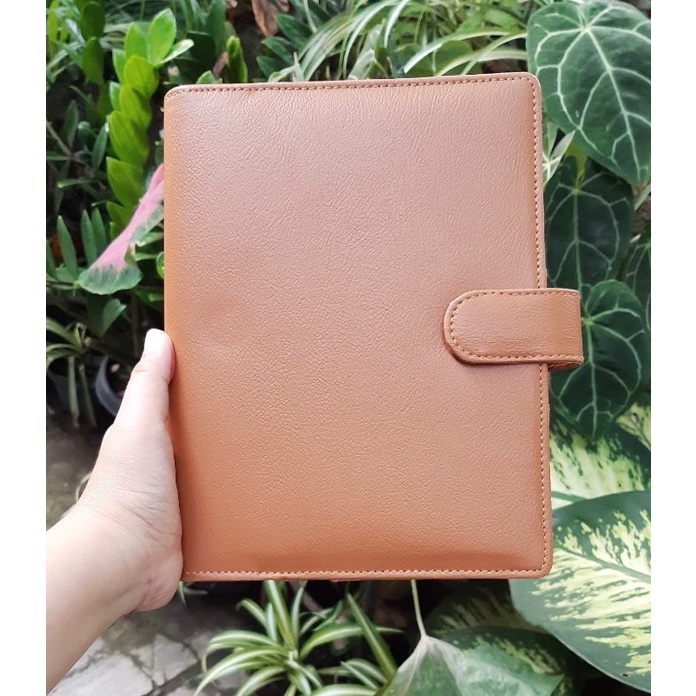 Buku Binder A5 Ring 20 Polos Kulit Notebook Agenda Catatan Keuangan Harian Tabungan Target Bulanan Akuntansi Journal Planner Ziplock Zipper Lock File Folder Pembatas Binder-3