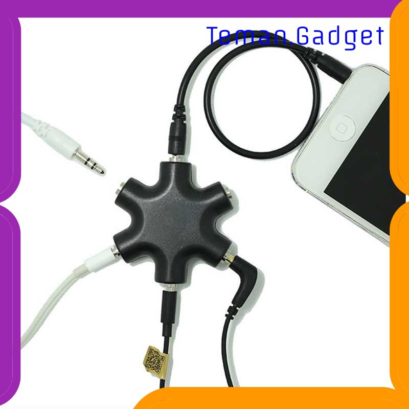 TG-AI183 6 WAY PORTS MALE TO 5 FEMALE AUDIO EARPHONE 3.5MM JACK SPLITTER