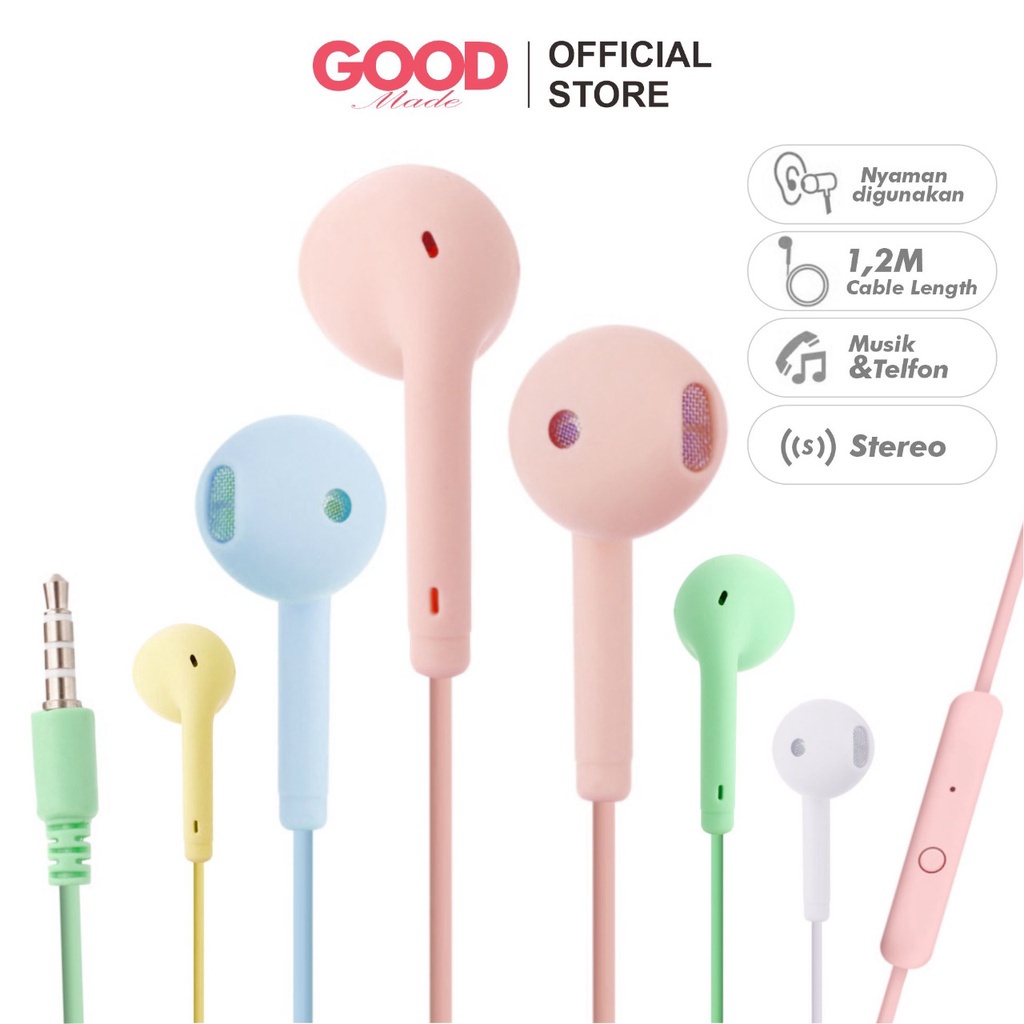 GOOD MADE - Headset Macaron U19 | Mate Colour Hifi Extra Bass | Earphone Wired U19 | Hansfree Hifi Stereo | COD