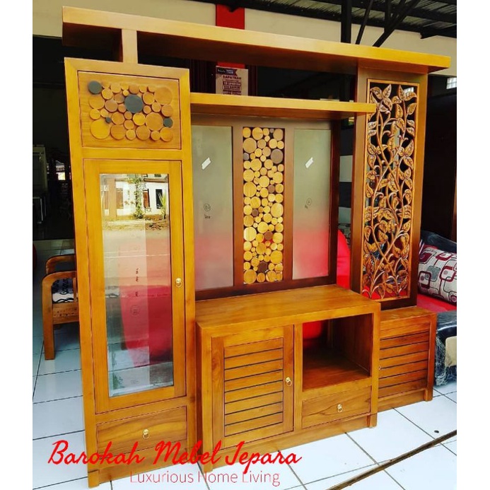 bufet tv model terbaru / bufet tv penyekat ruangan / penyekat ruangan