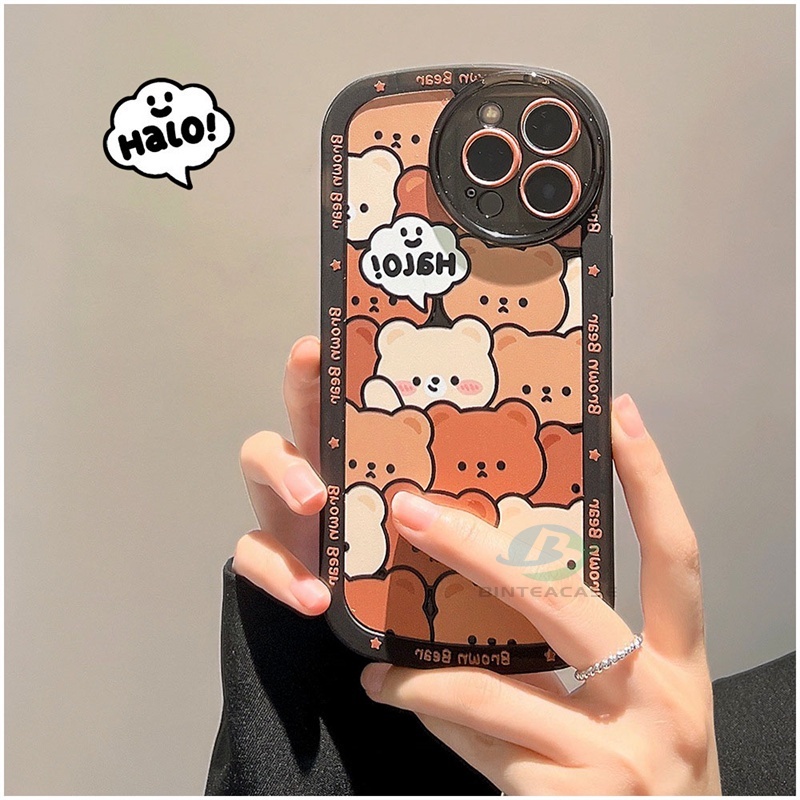 Case Bahan TPU Motif Kartun Kepala Beruang Untuk OPPO A57 2022 A15 A16 A16K A54 A53 A12 A5S A7 A3S A31 A52 A83 A92 A94 A37 F9 A1K 5F F1S