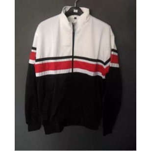 FUNNY DAFA Jaket Casual Tracktop Hitam Putih List Merah ROJALI STM