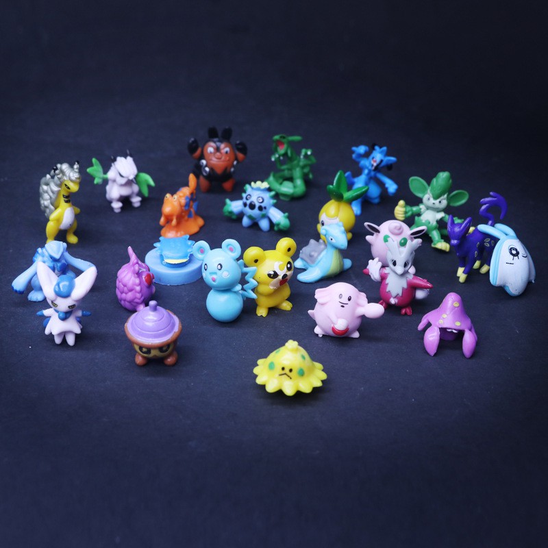 48pcs / 96Pcs Mainan Action Figure Mini Pokemon Pikachu Bulbasaur Untuk Dekorasi Kue