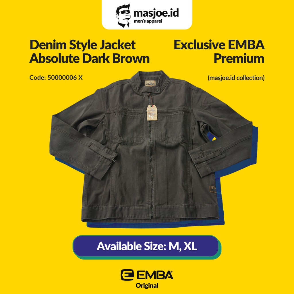 Jaket Jeans Denim Pria EMBA Original - Absolute Dark Brown