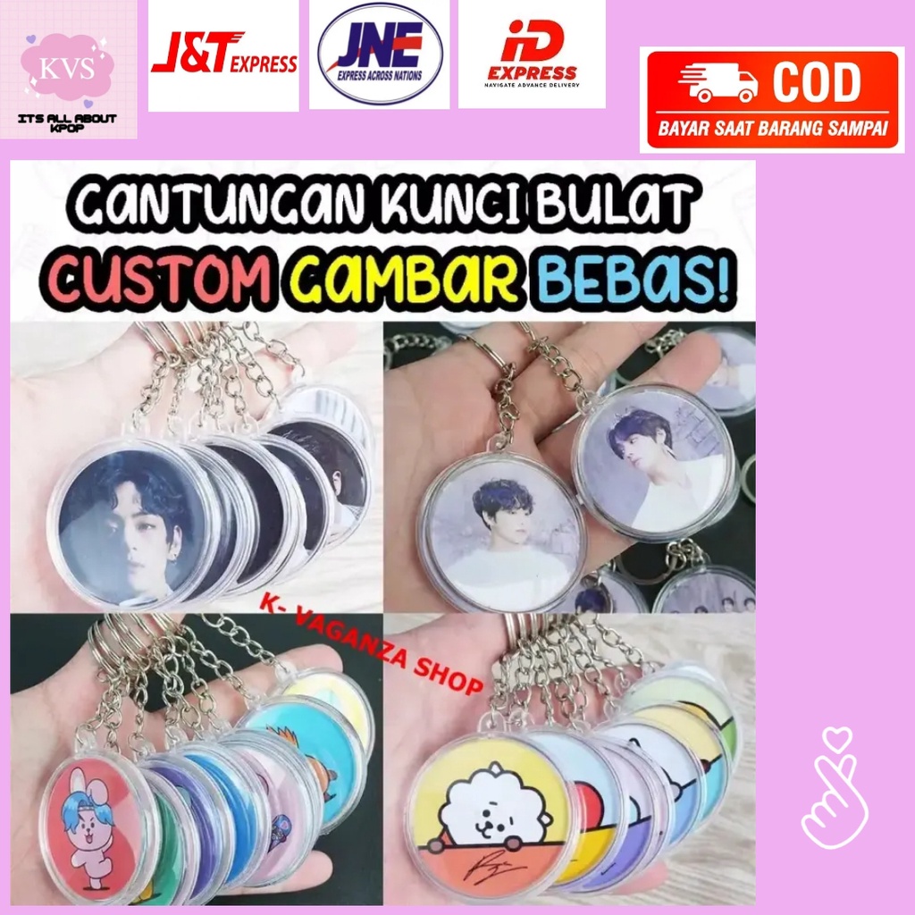 Gantungan Kunci Karakter Custom Foto Akrilik Acrylic Gambar Bebas Bulat Unofficial Ganci Custom