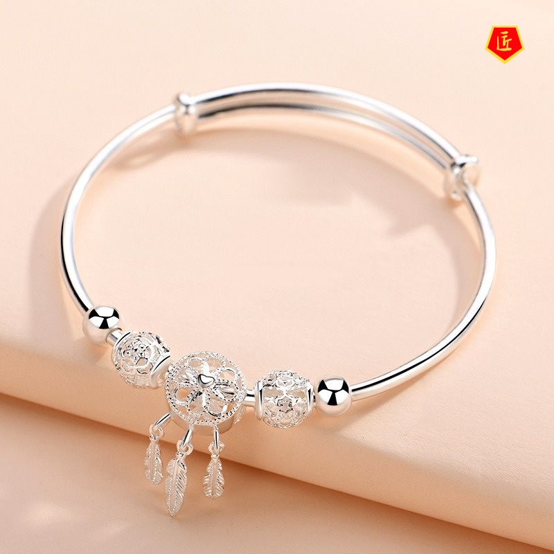 [Ready Stock]Simple Dreamcatcher Silver Bracelet Female Niche Personality