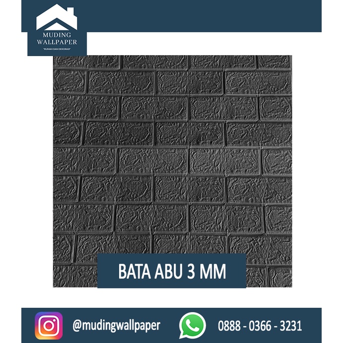 Wallpaper Bata Putih 3D Foam 77 x 70 cm-Bata Hitam 3 MM