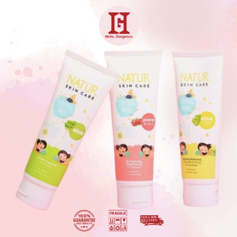 Natur Skincare Sleeping Mask Cica Aloe Vera Pomegrenate / NATUR Masker Wajah 100ML / Natur Sleeping 