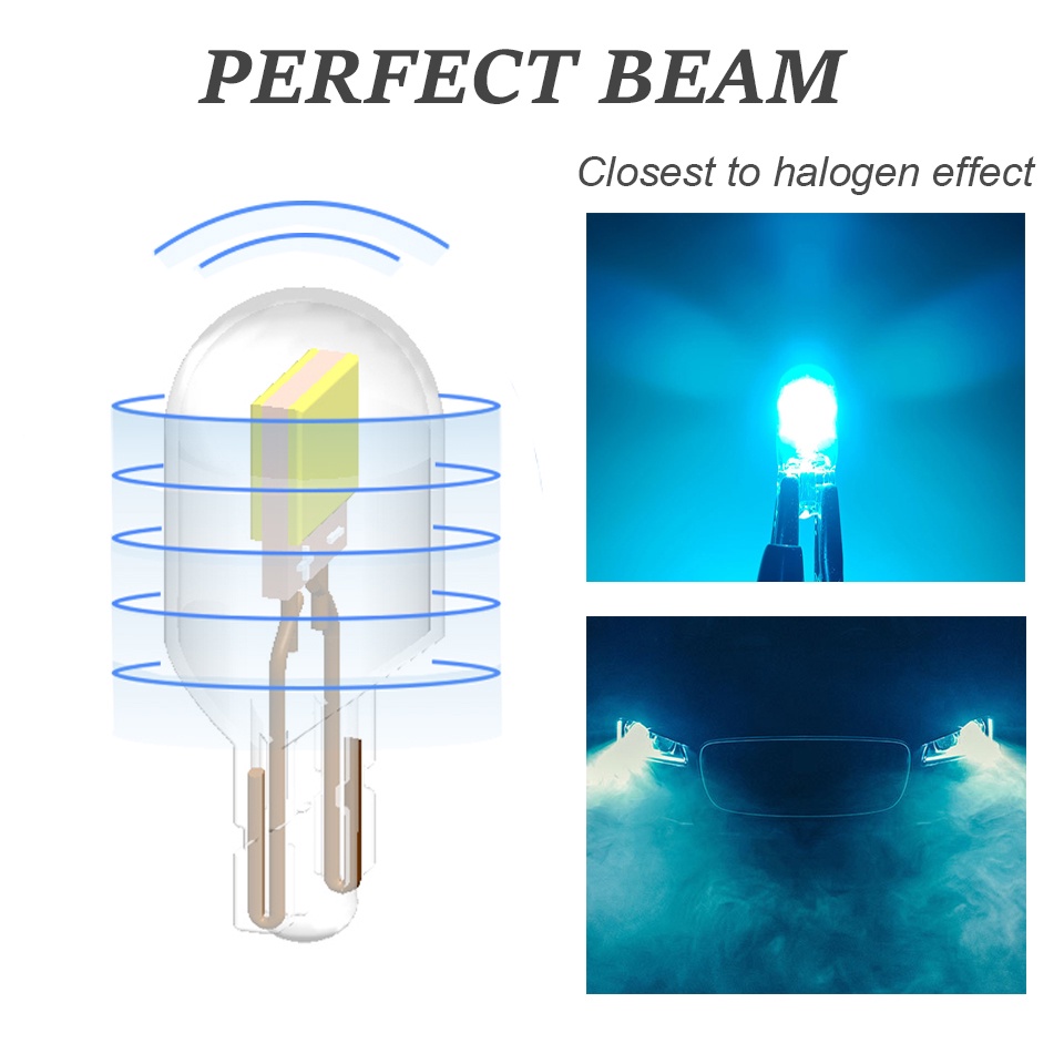 10Pcs Terbaru T10 Bohlam LED W5W Sapphire COB  LED Wedge Bohlam Dome Lampu Baca Bohlam Super Terang 12V Bohlam Mobil 6000K