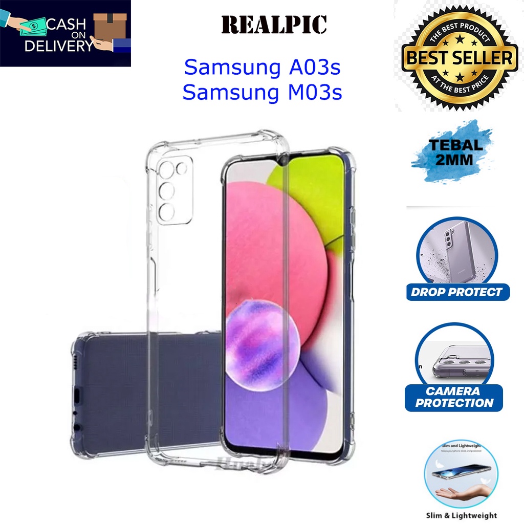 Case Samsung Galaxy A03s / Samsung Galaxy M03s Casing Clear HD KETEBALAN 2MM BENING TRANSPARAN TPU Premium Softcase