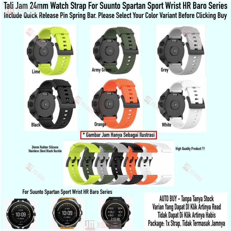 MS7 Watch Strap Suunto Spartan Sport Wrist HR Baro - Tali Jam Tangan 24mm Rubber Silikon