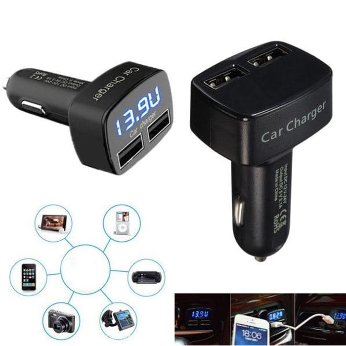 USB CAR CHARGER 4 IN 1 WITH LED - CAS MOBIL BERKUALITAS