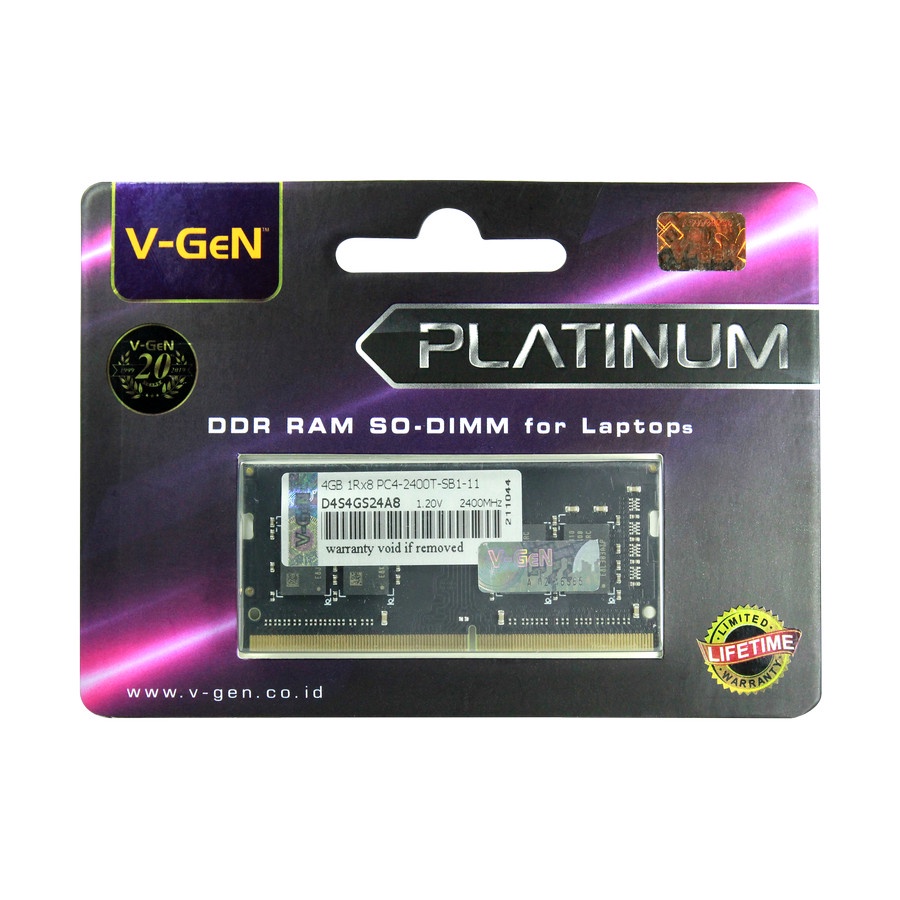 RAM DDR4 SODimm V-GeN Platinum 4GB PC19200/2400Mhz (Memory Laptop VGEN)