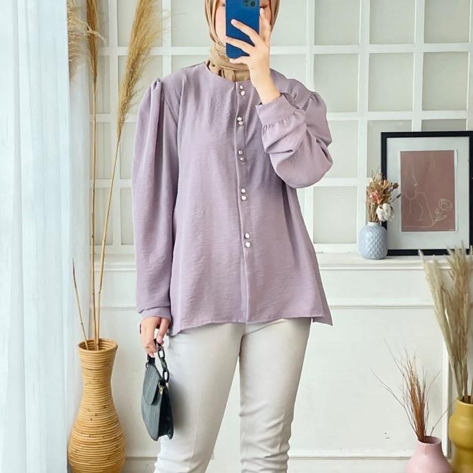 STAR BRANDS BLOUSE RAYON CRINKLE AIRFLOW 386 ATASAN JUMBO KANCING BUSUI KERAH KERJA NGANTOR CASUAL S