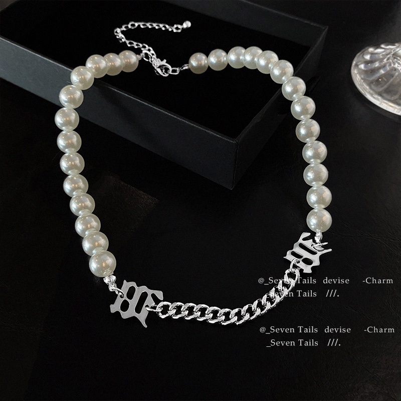 AY(CN) Kalung Dan Gelang Rantai Mutiara Warna Silver Untuk Wanita