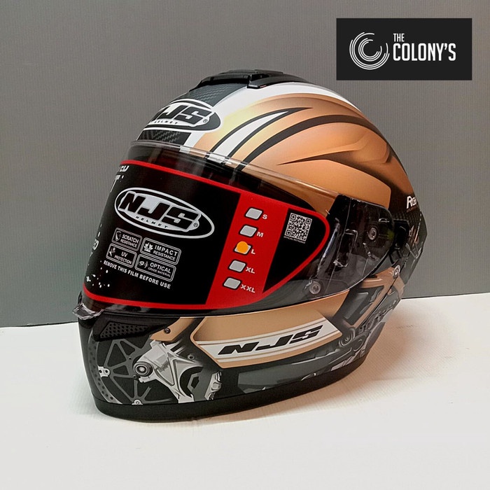 HELM NJS ZX1 RUSH BLACK GOLD DOUBLE VISOR FULLFACE NJS ZX-1 ORIGINAL