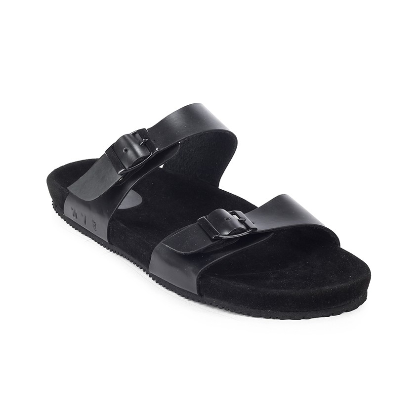 Abel Full BLack  | Sendal Kulit Simpel Original Pria/Cowok/Men Sandal Footwear Ori | FORIND x Navara