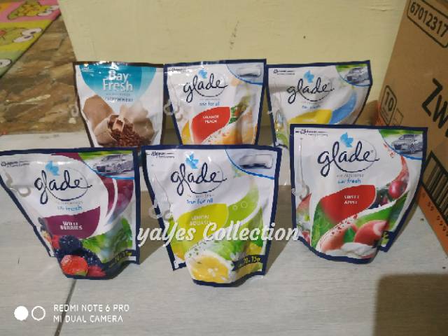 Glade pengharum ruangan dan &amp; mobil gantung aroma kopi lemon apel beri peach jeruk