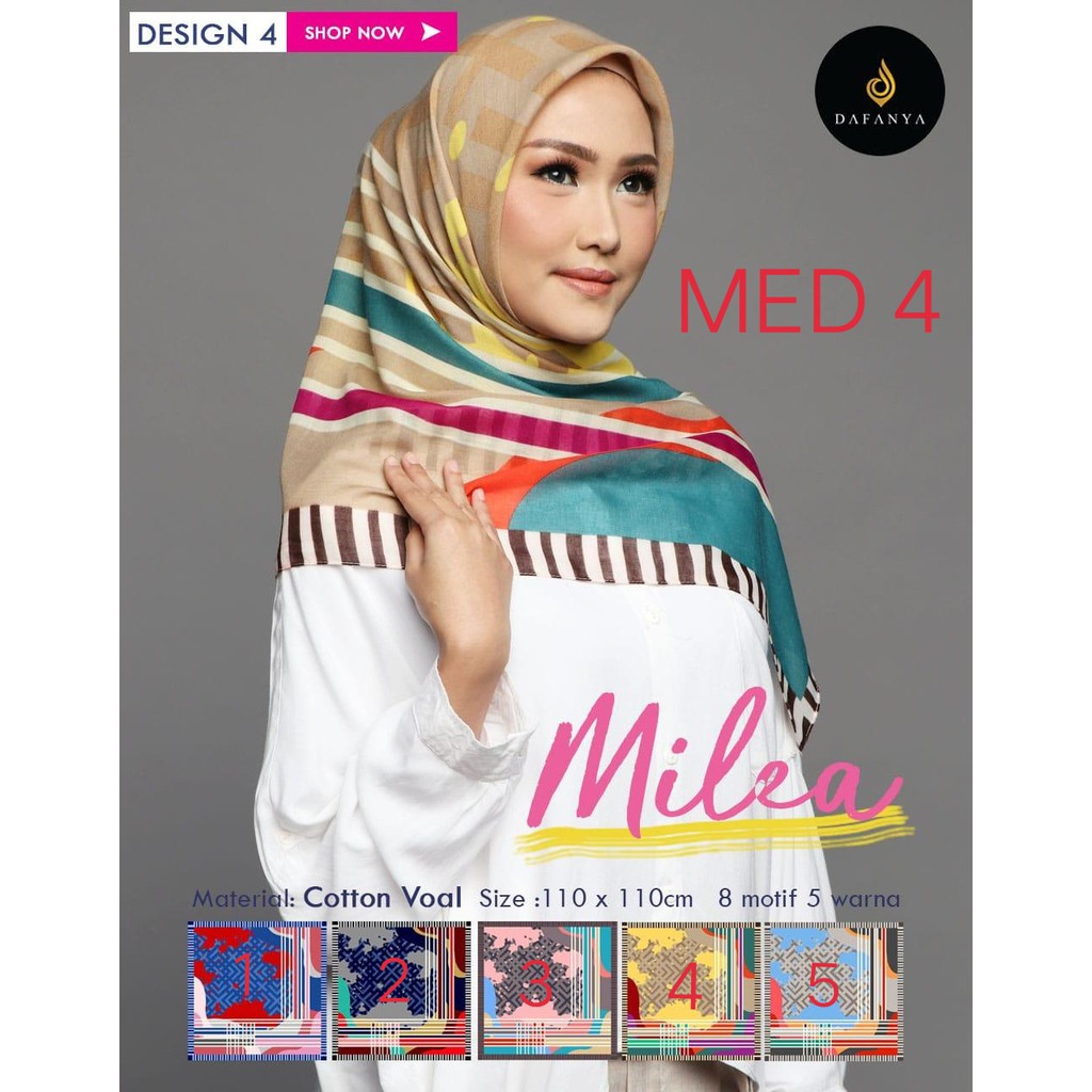 Hijab Segiempat MILEA MED4 by DAFANYA COTTON Scarf Segi empat