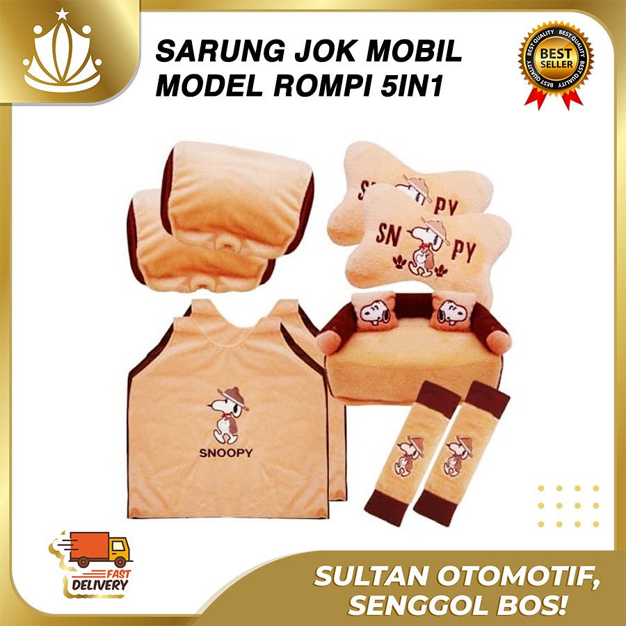 Bantal Mobil 5in1 Snoopy / Sarung Jok Mobil Snoopy