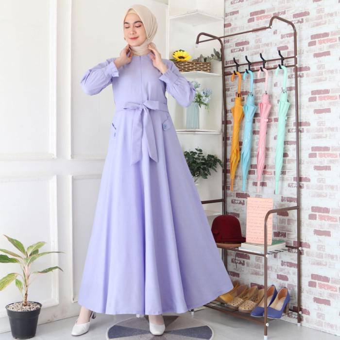 BAJU DRESS MUSLIM GAMIS KATUN SUPERNOVA POLOS WARNA LILAC 9900 - LILAC XL