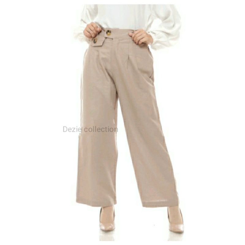 celana kulot highwaist bahan linen rami/kulot rami premium