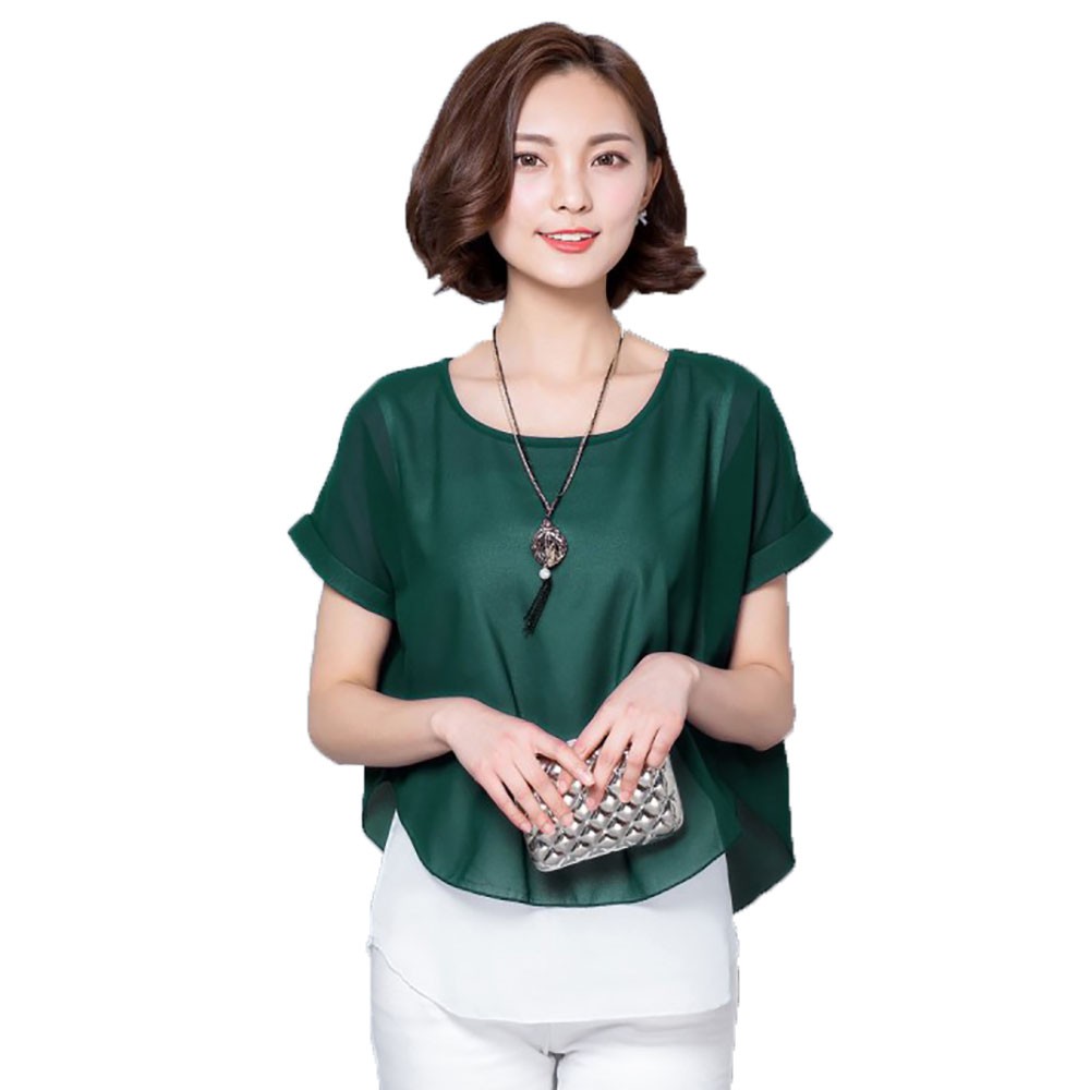 Blus Tangan Pendek Gaya Korea Variasi Double Layer - XSHOP IVANKA