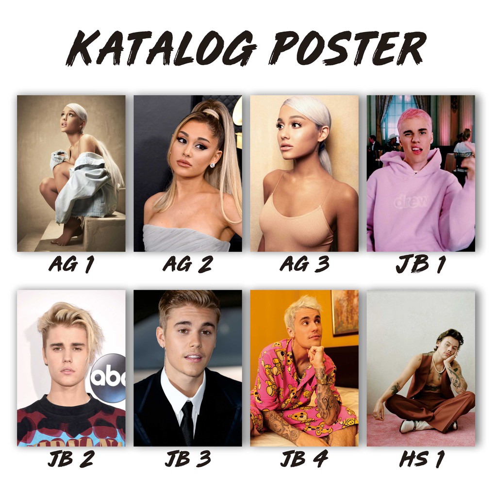 Poster Penyanyi Western Justin Bieber Ariana Grande Taylor Swift Shawn Mendes Camila Cabello Harry Shopee Indonesia