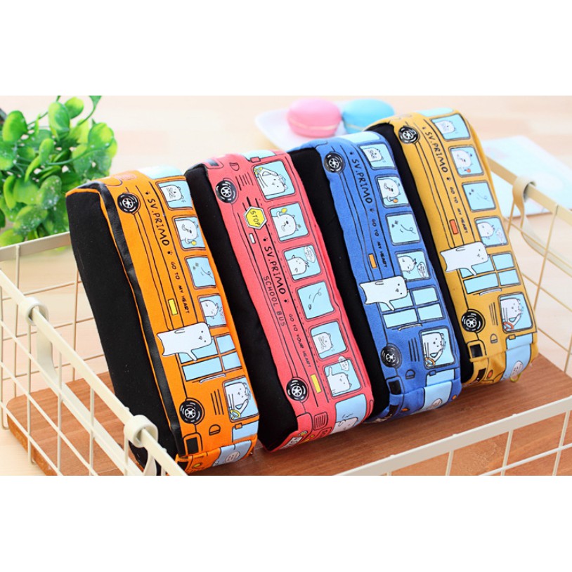 Tempat Pensil JUMBO PRIMO SCHOOL BUS / Tepak Tempat Alat Tulis Bentuk BIS SEKOLAH Empuk Lucu Plush