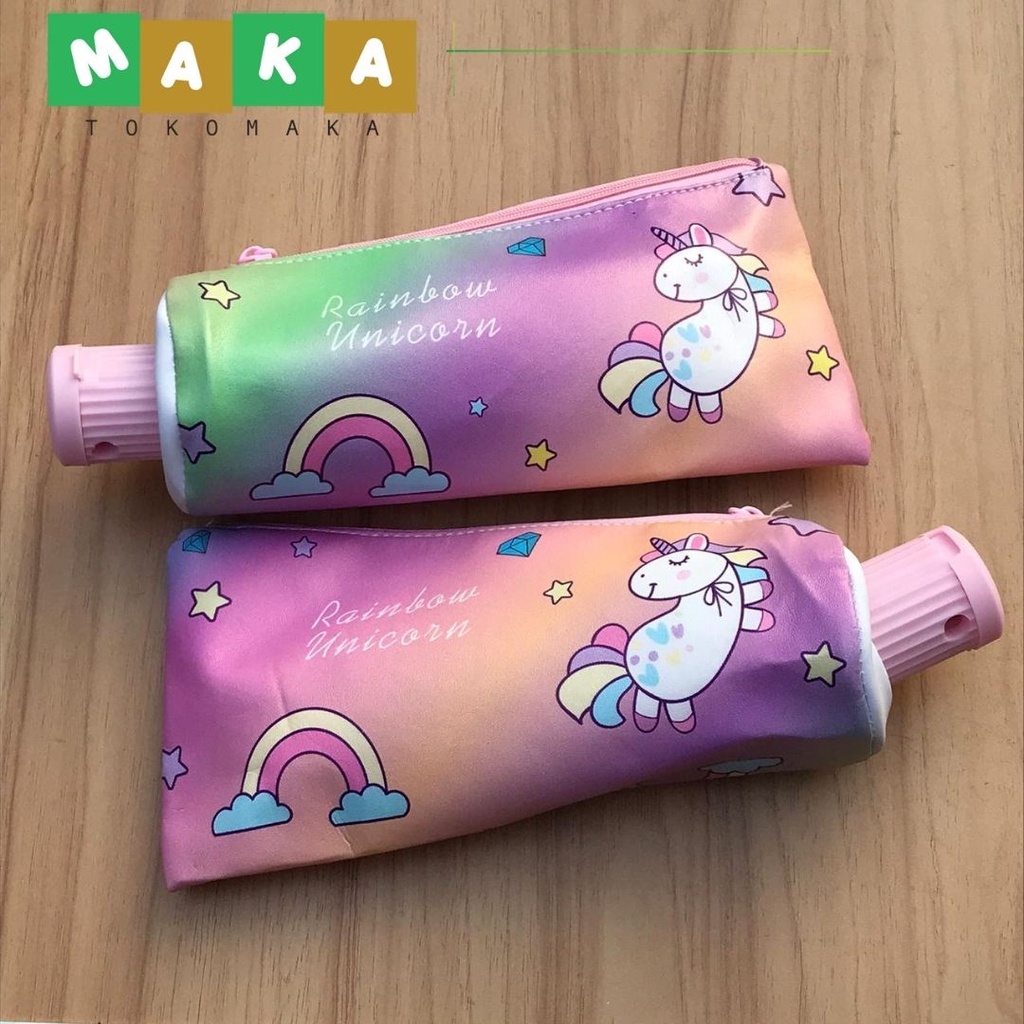 

kotak pensil bentuk odol unicorn tempat pensil penyimpanan alat tulis lucu murah import