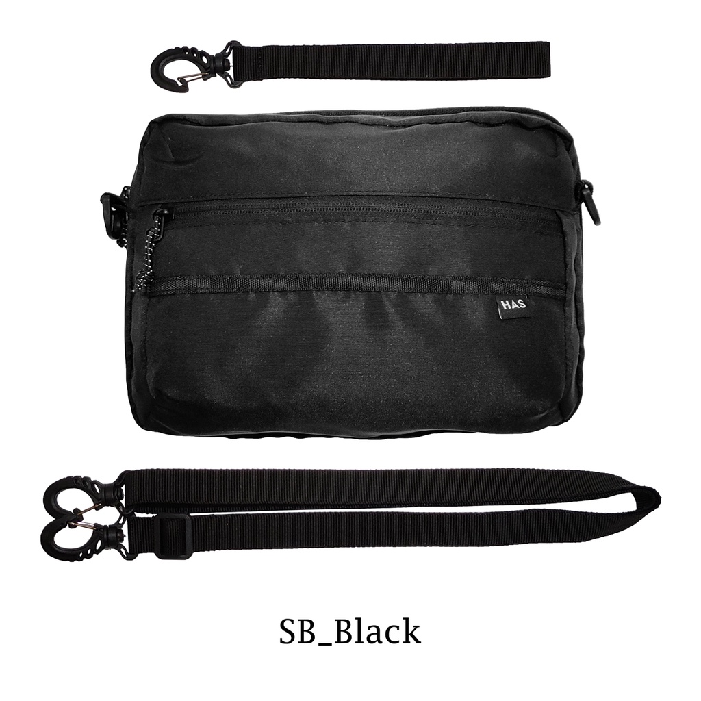 Slingbag Taslan Sling Bag Bisa Jadi Hand Bag 25x17x5cm Warna Black