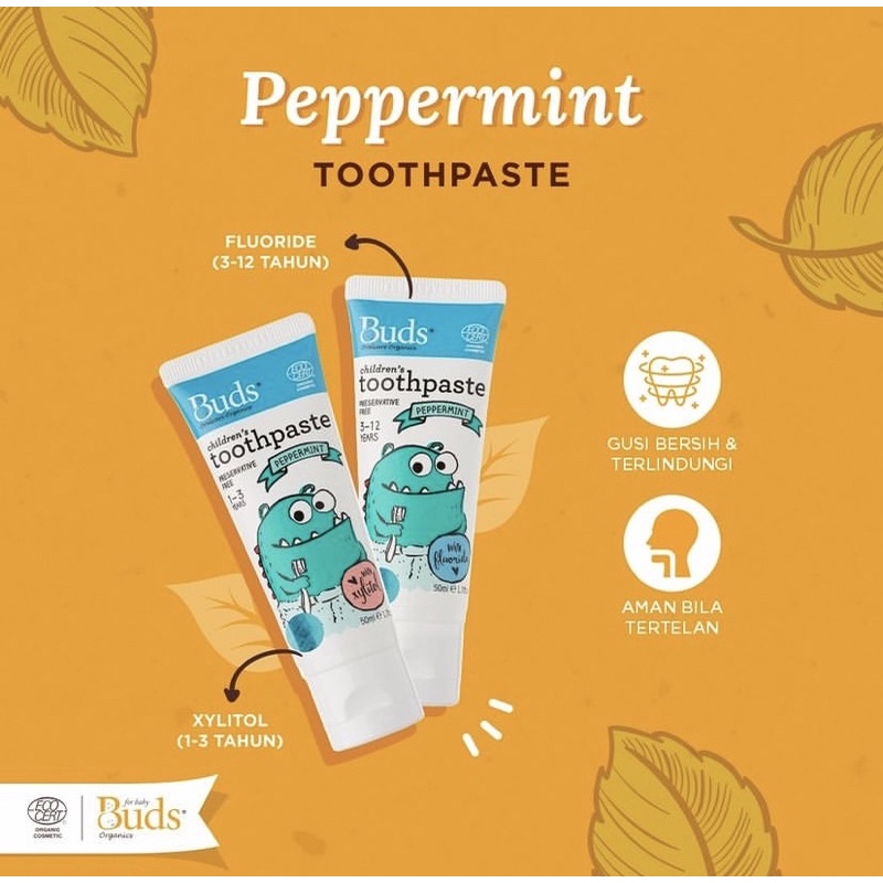 Buds children toohtpaste 1-3 tahun peppermint with xylitol