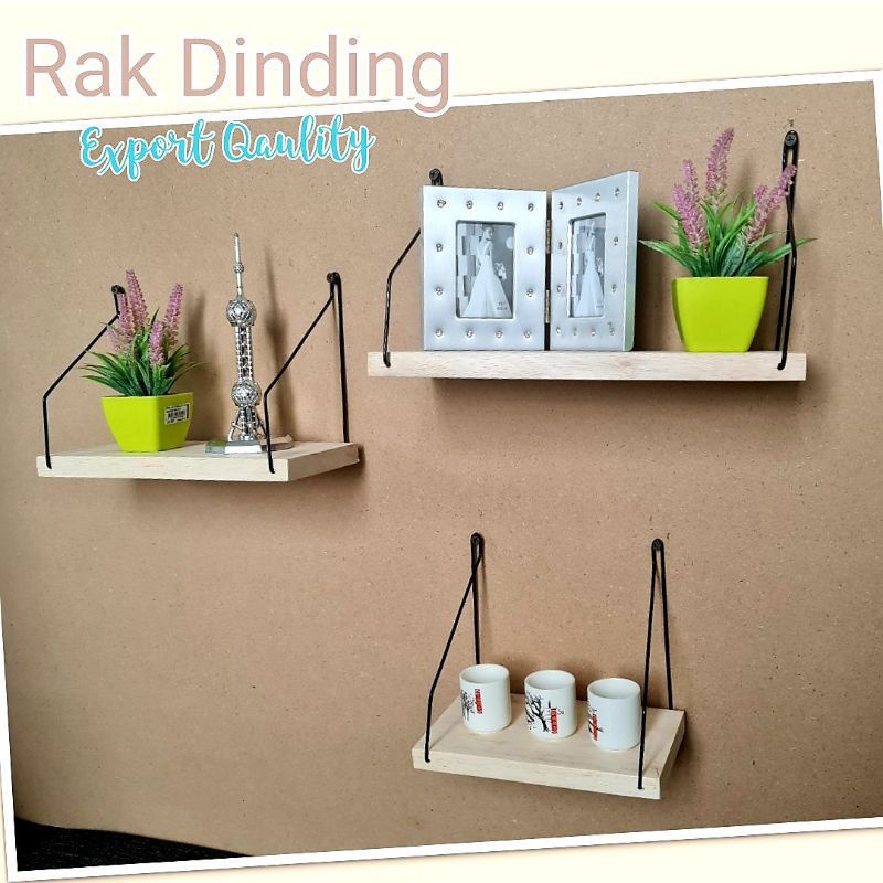 RAK DINDING TEMPEL MINIMALIS RAKA gantung kayu floating shelf wall grid dekorasi rumah