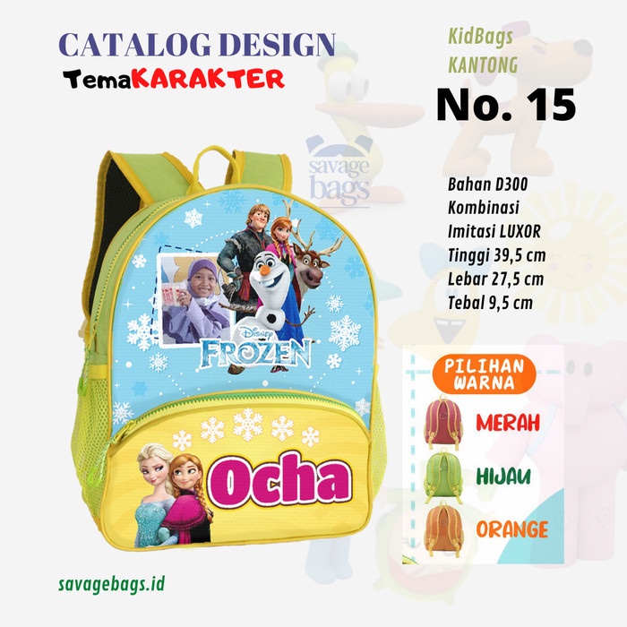 

Custom Tas Anak - Tas Anak PAUD / Tas Anak TK - Tema Frozen - 1 HARI JADI