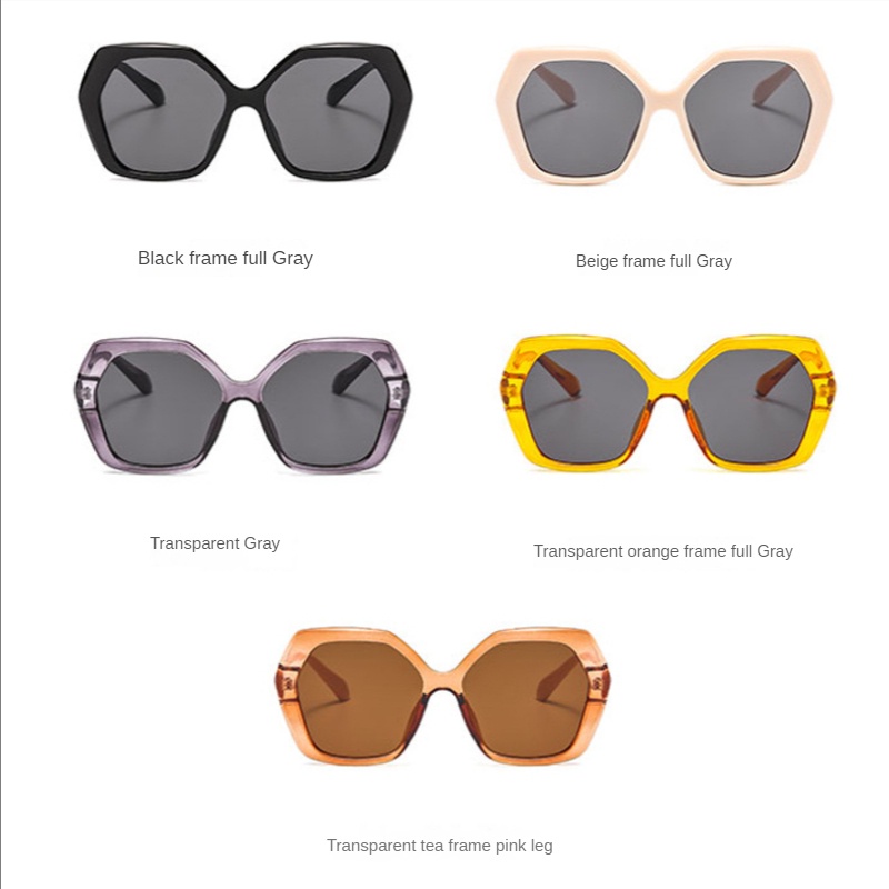 Kacamata Hitam Poligonal Retro Frame Tebal Besar Untuk Wanita