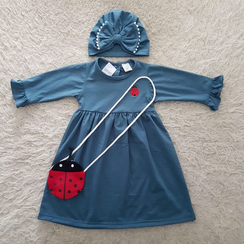 baju bayi Dress + Tas dan Turban