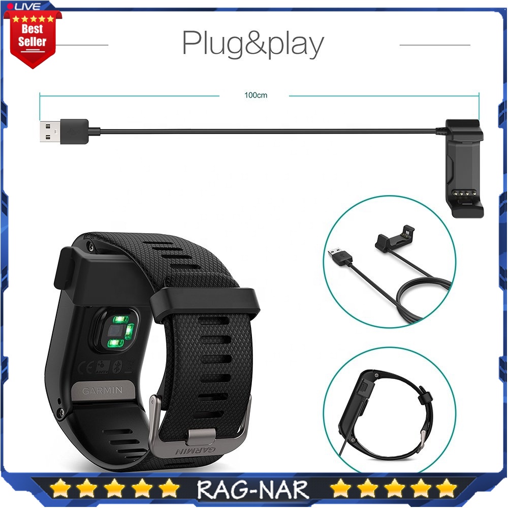 Original USB Charger Jam Tangan Garmin Vivoactive HR Smart Watch Data Sync Dock Premium Kekinian