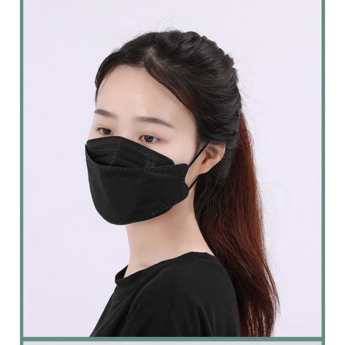 10 PCS Masker KF94 Hitam Putih - Masker Kesehatan Anti Virus Polusi Face Mask Disposable