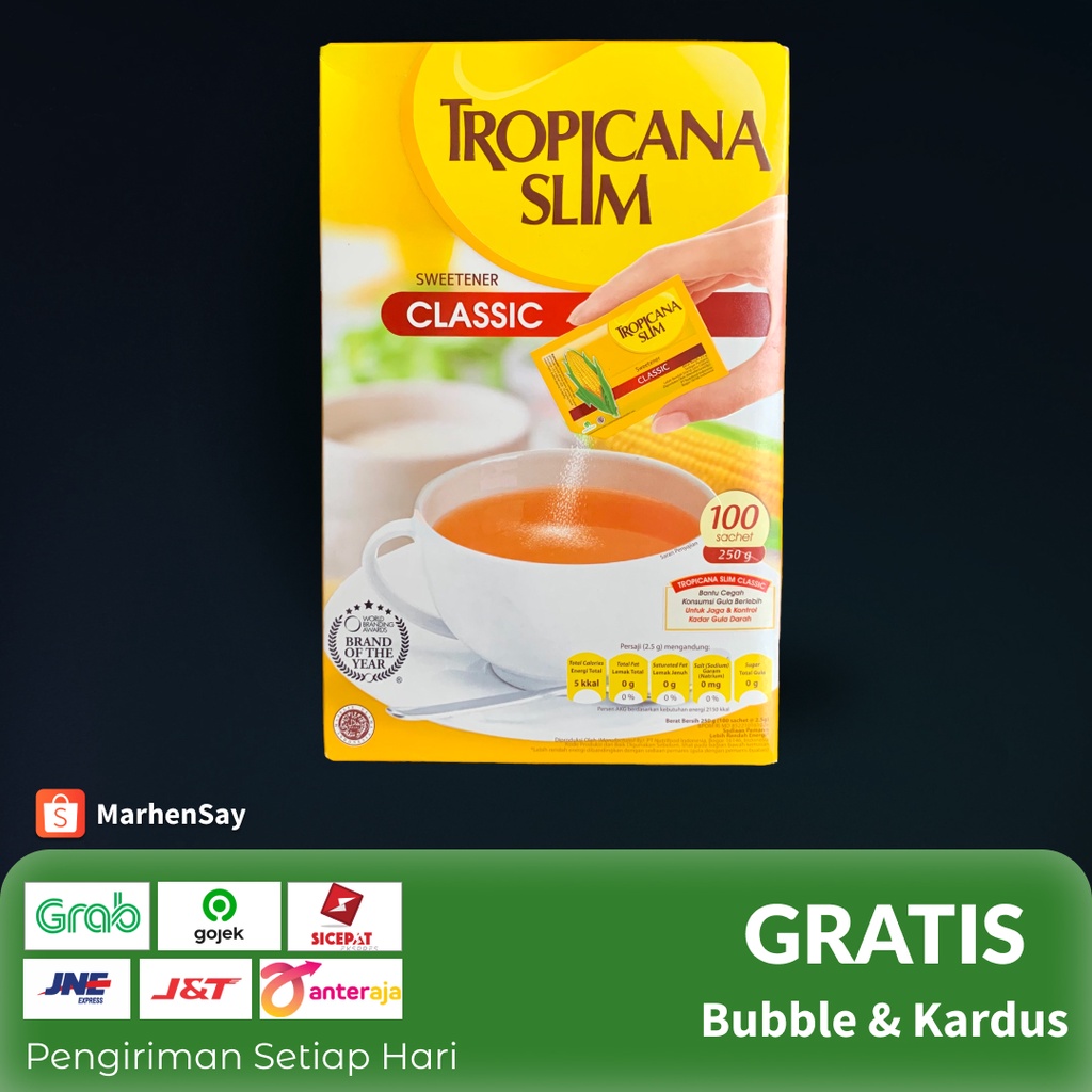 

tropicana slim sweetener classic isi 100 sachet pemanis rendah kalori