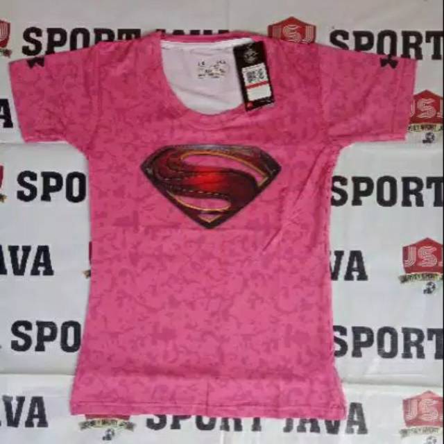 Kaos gym pink/blue wanita logo superman import