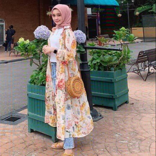 Dress Maxi Wanita Import ZARA Dress Premium Kemeja Outer Floral Outer