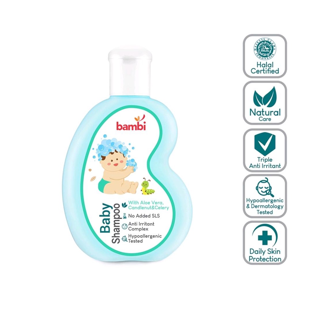 BAMBI Baby Shampoo With Candlenut, Aloe Vera &amp; Celery 100ml