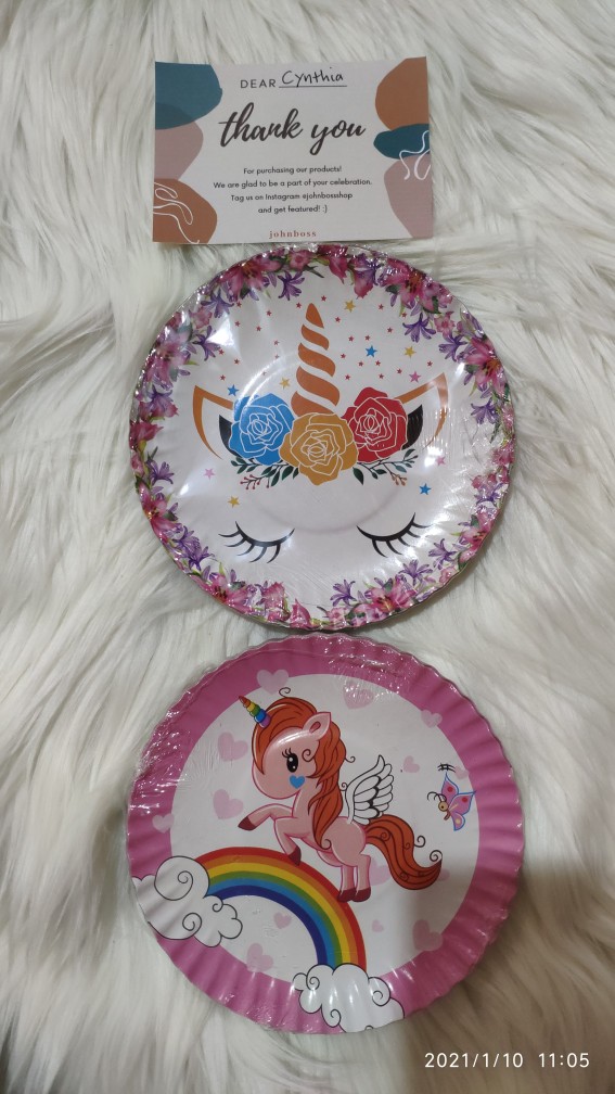 Piring Kue Unicorn [isi 12 Piring] / Piring Ulang Tahun / Piring Kue Ulang Tahun / Piring Pesta