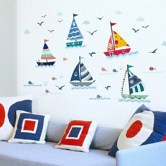 RELIZA WALLSTICKER IKAN KAPAL FISH BIRD KAMAR MANDI TOILET STIKER DINDING