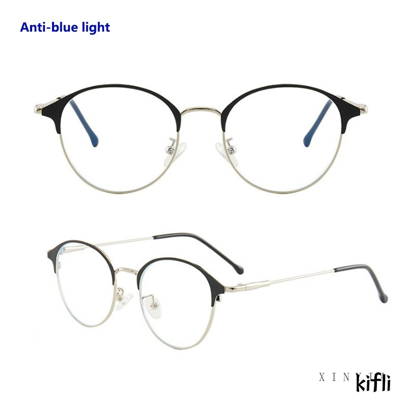 [2 In 1 Photocromic] Kacamata Lensa Photocromic +,Anti Radiasi Blueray,(Bluechromic)Pria Wanita Frame Besi Photochromic