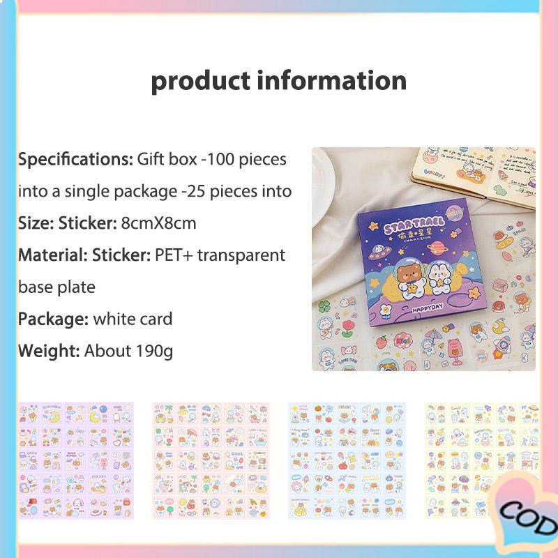 COD❤️ Kartun Tahan Air Tanpa Jejak Buku Pegangan Stiker Dekorasi Pola Kecil DIY Stiker Ponsel-A.one