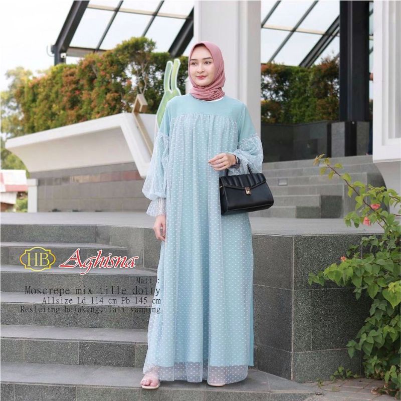 AGHISNA DRESS BEST SELLER GAMIS TILLE DOT