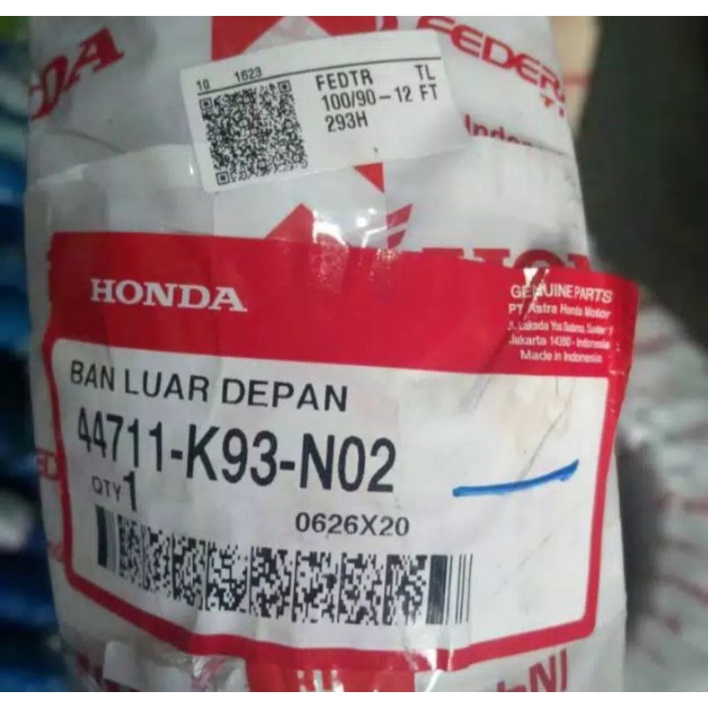 44711-K93-N02 HGP AHM 100% ORIGINAL BAN LUAR SCOOPY FI 100/90-12 K93 TUBELES BAN DEPAN SCOOPY PELEK 